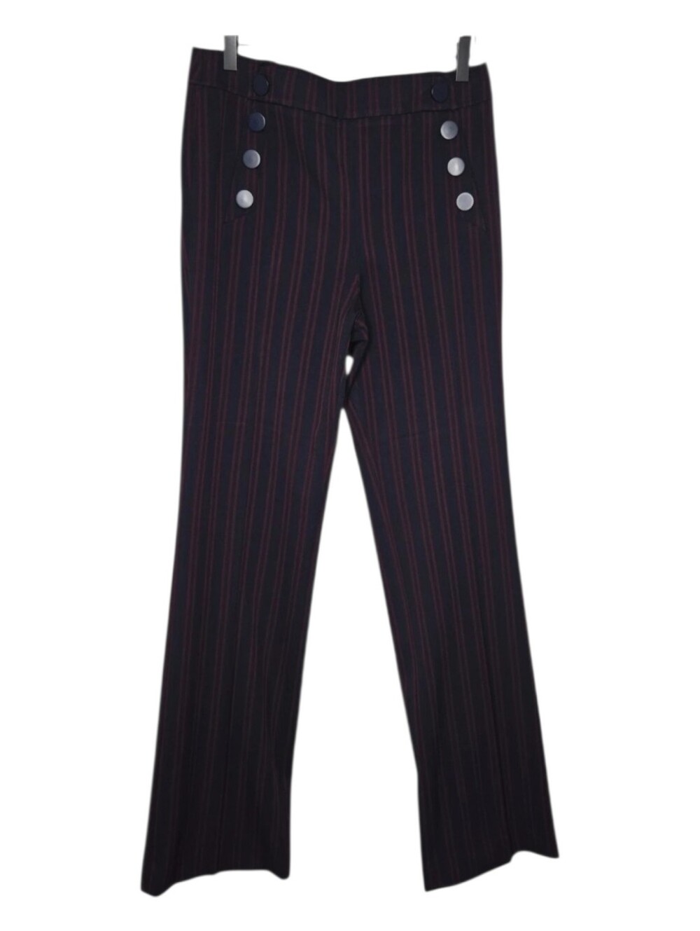 LOFT Womens Navy Blue Red Striped Marisa Trouser Pants Size 6 - Picture 2 of 11